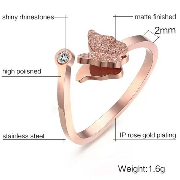 Rose gold butterfly ring. - Picture 7 of 7